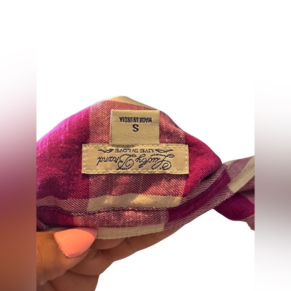 Lucky Brand Women's Plaid Flannel Long Sleeve Button Up Pink Blouse Sz Small - Picture 8 of 8